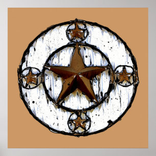 POSTER GRUNGY TEXAS STAR