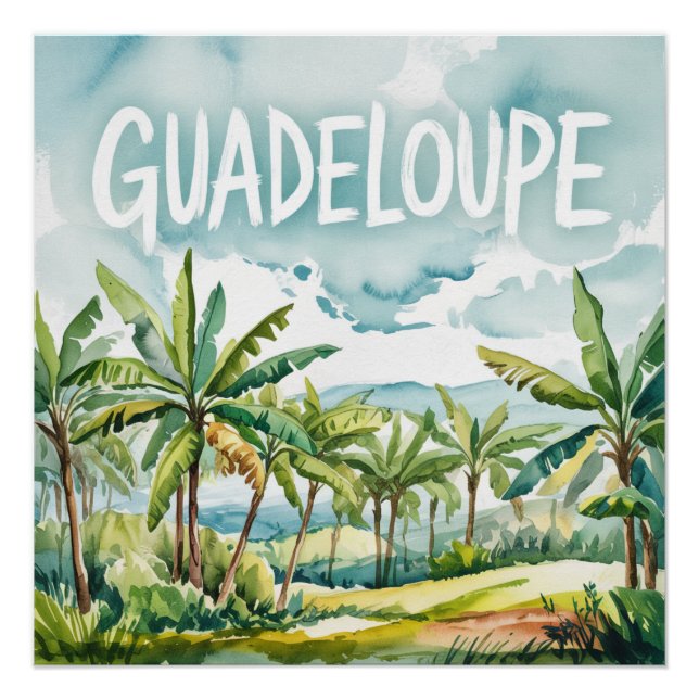 Poster Guadeloupe Aquarelle (Devant)