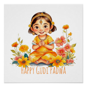 Poster Gudi Padwa Cute Girl