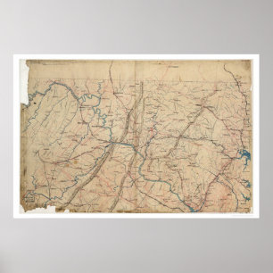 Poster Guerre civile topographique 1861 de Washington DC