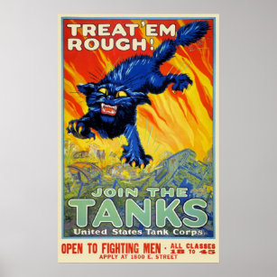 Poster Guerre militaire vintage Recrutement avec un chat 