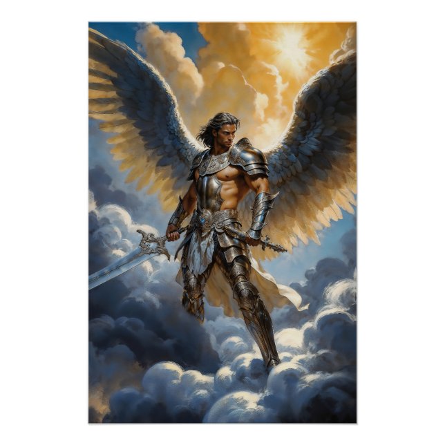 Poster Guerrier d'or de l'Archange Michel du Ciel (Devant)