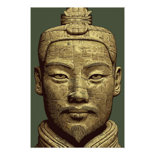 Poster Guerrier en terre cuite - Art ancien doré