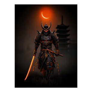 Poster Guerrier Futuriste Samouraï Cyberpunk
