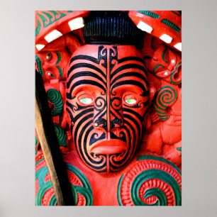 Poster Guerrier maori découpant, Nouvelle Zélande