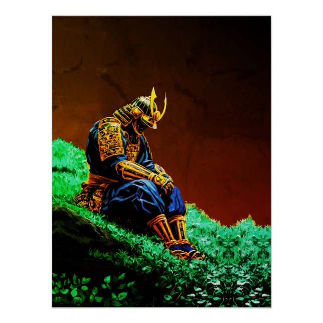 Poster Guerrier Samouraï en armure dorée – Japon épique (Devant)