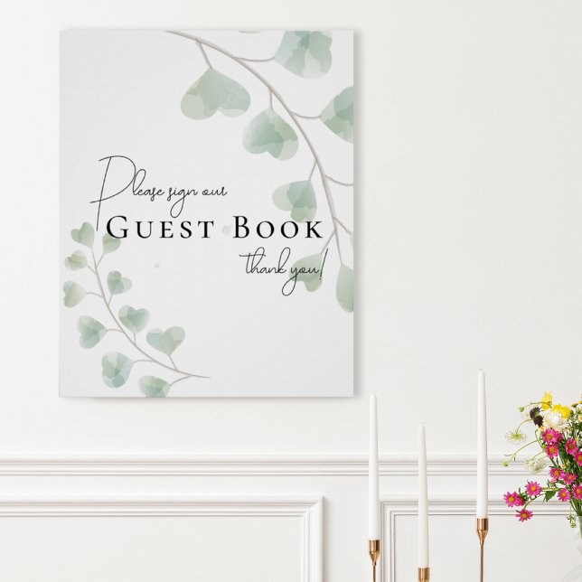 Poster Guest Book Sign with Eucalyptus Leaves (Créateur téléchargé)