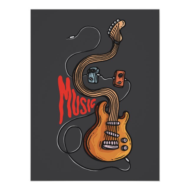 Poster Guitar and effect pedals MUSIC (Devant)