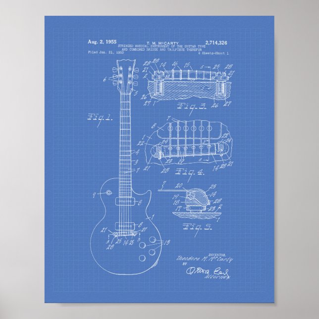 Poster Guitare 1955 Brevet d'Art - Plan directeur (Devant)