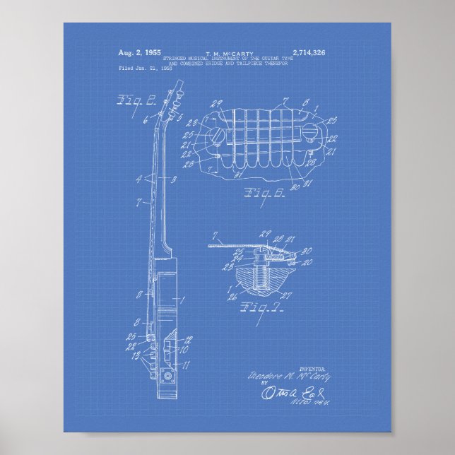 Poster Guitare 1955 Plan directeur de l'art breveté (Devant)