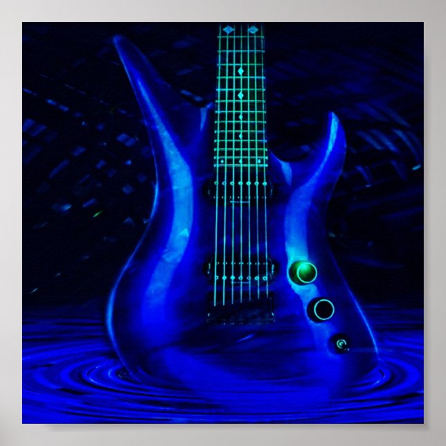 Poster Guitare bleu électrique (Devant)