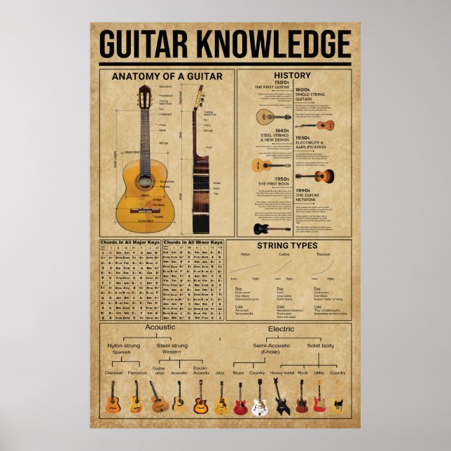Poster Guitare Connaissance, Poster Guitariste (Devant)