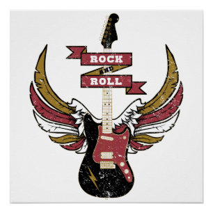 Poster Guitare électrique rétro - Rock And Roll