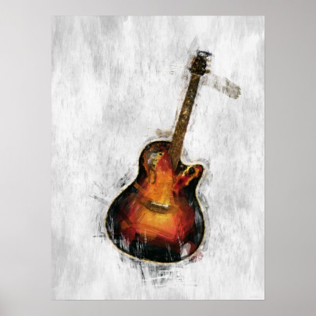 Poster Guitare impressionniste (Devant)