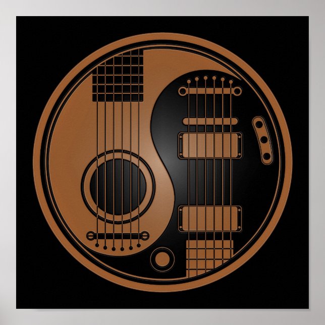 Poster Guitares électriques Brown et noires Yin Yang (Devant)