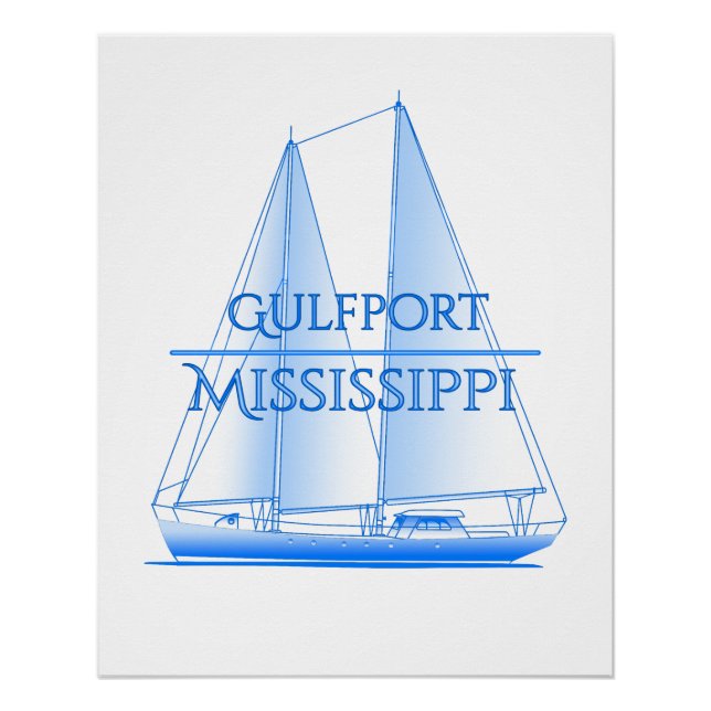 Poster Gulfport Coastal Nautical Sailing (Devant)