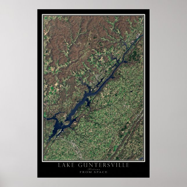 Poster Guntersville Lake Alabama Carte Satellite De L'Esp (Devant)