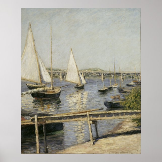 Poster Gustave Caillebotte - Bateaux à voile à Argenteuil (Devant)