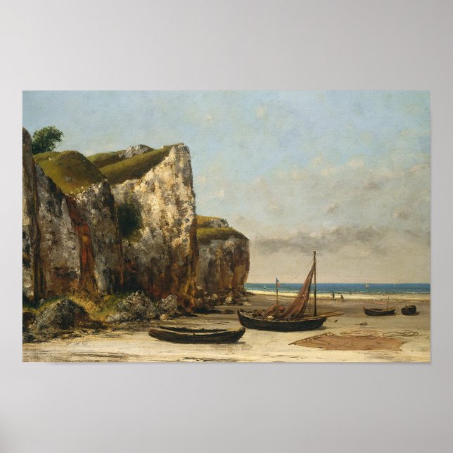 Poster Gustave Courbet - Plage en Normandie (Devant)