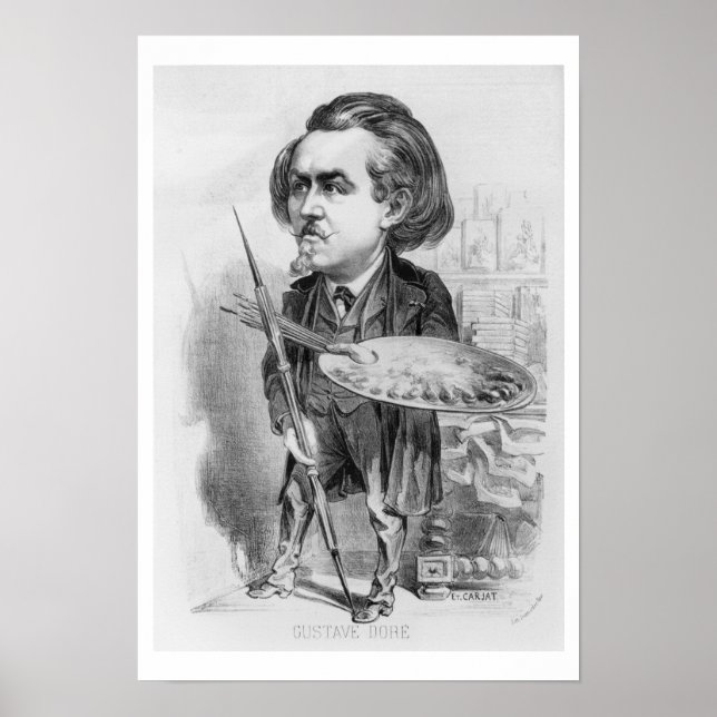 Poster Gustave Dore (1832-83), Caricature from 'Le Ouel (Devant)
