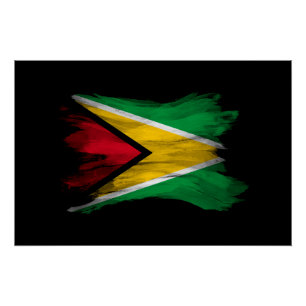 Poster Guyana flag brush stroke, national flag