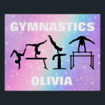 Poster Gymnastique<br><div class="desc">Poster de gymnastique - A une belle silhouette colorée arrière - plan et gymnaste faisant une variété de compétences et d'événements de gymnastique! Peut être personnalisé avec le nom de votre gymnaste!</div>