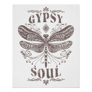 Poster Gypsy Soul - Libellule Bohémienne 