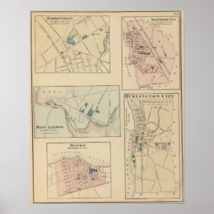 Poster Haddonfield, ville de Gloucester, Burlington