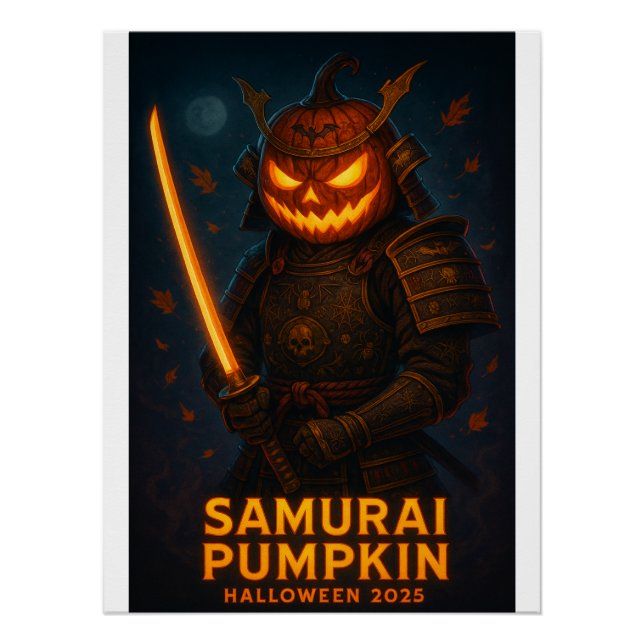 Poster Halloween 2025, Citrouille de Samurai (Devant)