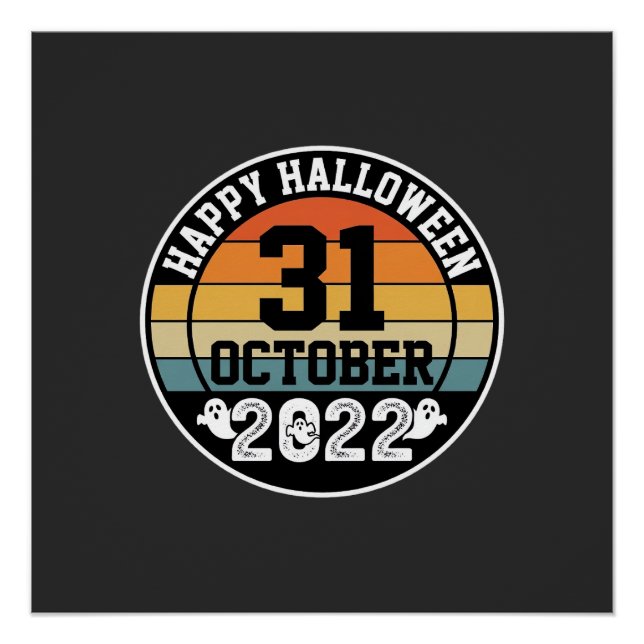 Poster Halloween 31 octobre 2022 Coucher de soleil Rétro  (Devant)