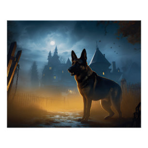 Poster Halloween berger allemand effroi