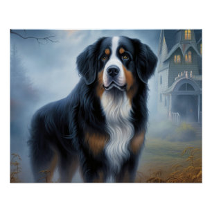 Poster Halloween Bernes de montagne effrayant