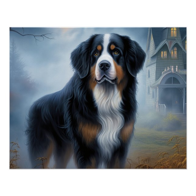 Poster Halloween Bernes de montagne effrayant (Devant)