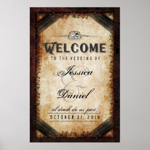 Poster Halloween Brown gothique 24x36 Bienvenue au Mariag