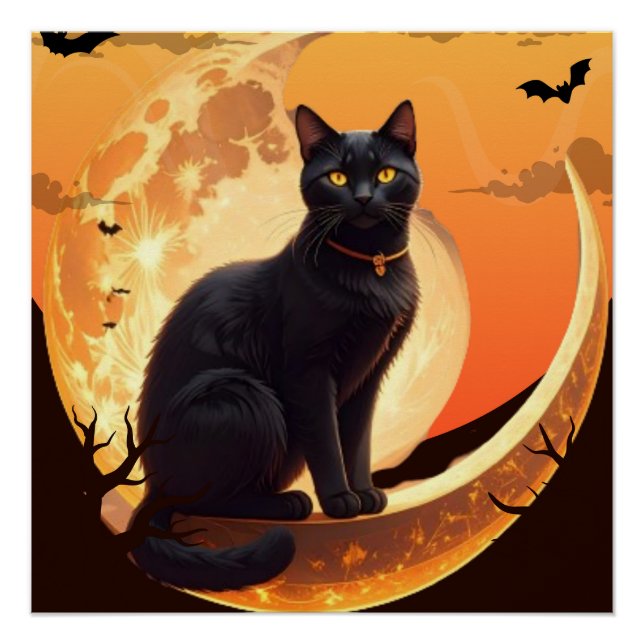 Poster Halloween Chat Moderne (Devant)