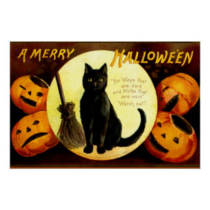 Poster Halloween chat vintage