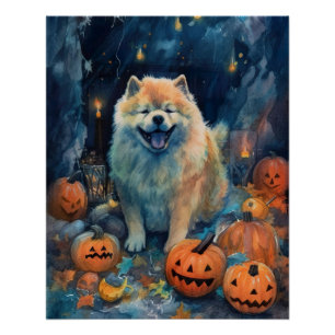 Poster Halloween Chow Chow Avec La Peur Citrouille