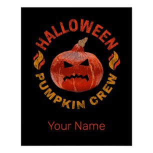 Poster Halloween Citrouille Visage Retro Costume Thanksgi