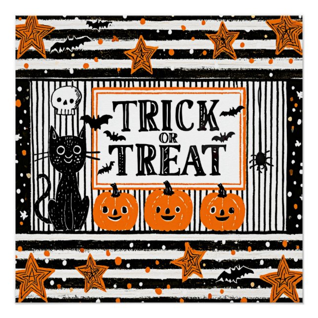Poster Halloween des friandises ou un sort (Devant)