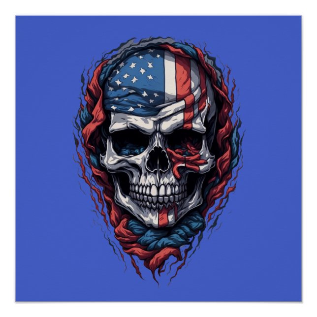 Poster Halloween drapeau américain crâne Tshirt | Hallowe (Devant)