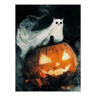 Poster Halloween GhostCat et Jack-o'-lantern