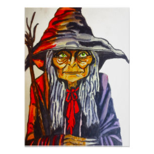 POSTER HALLOWEEN GLOWEN RED WITCH