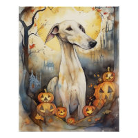 Halloween Greyhound Avec La Peur Citrouille