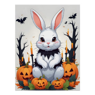 Poster Halloween lapin mignon adorable drôle animal magiq