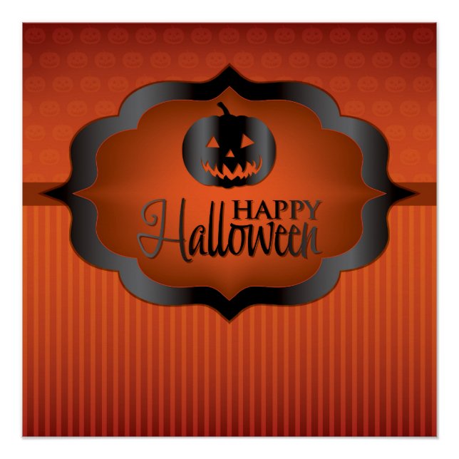 Poster Halloween orange jack olantern (Devant)