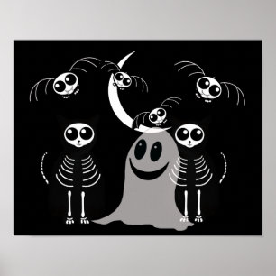 Poster Halloween Squelette Animaux Gang