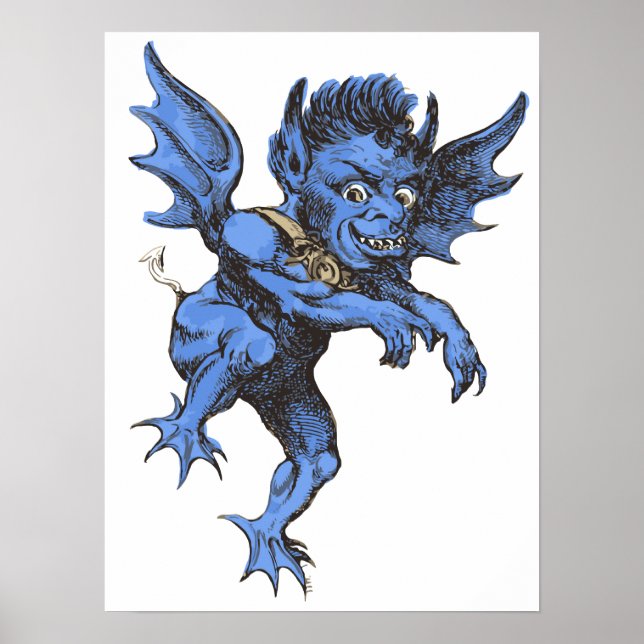 Poster Halloween vintage, Malheur effrayant Gargoyle Demo (Devant)