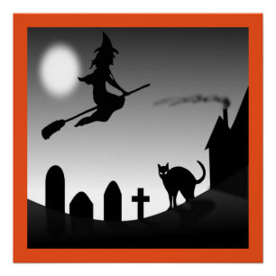 POSTER HALLOWEEN WITCH SILHOUETTE