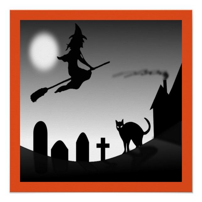 POSTER HALLOWEEN WITCH SILHOUETTE (Devant)