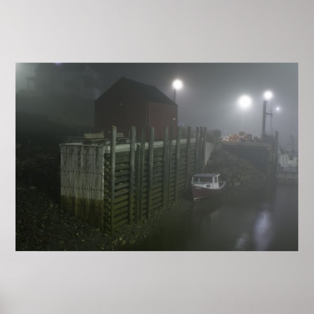 Poster Hall's Harbour Fog At Low Tide en beaux-arts (Devant)